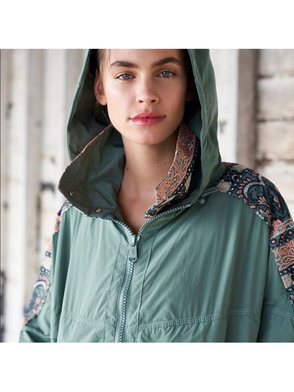 Free People FP Movement She Fly Anorak Windbreaker Hooded Embroidered Jacket XS - Picture 6 of 10